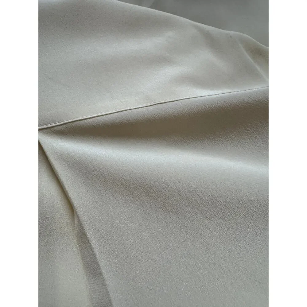 Max Mara 100% Silk Blouse Ivory Pleated Top Quiet Luxury Old Money Retro Classic - Picture 8 of 9